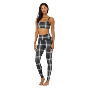 ALO yoga high waist vapor legacy PLAID with matching bra S M